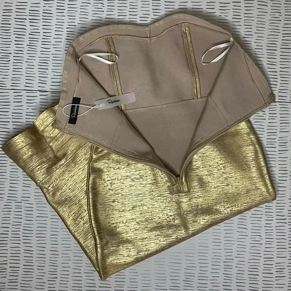 NWT Rosedress Strapless Flute Style Gold Dress - Picture 10 of 10